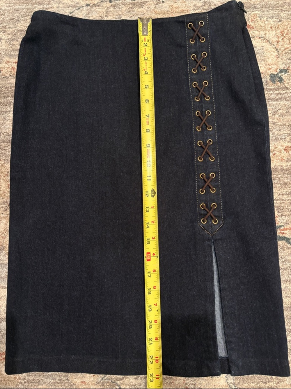Lauren Ralph Lauren Navy Denim Lace-Up Pencil Skirt Size 2 - Picture 7 of 7